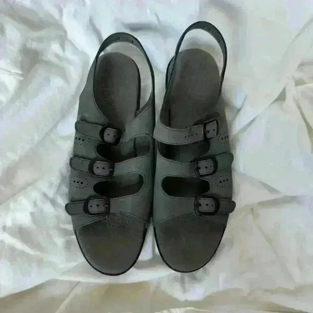 Leather Suede Triple Buckle Sandals Sas Womens 95 Boho